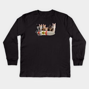 Kittens with nuke missile Kids Long Sleeve T-Shirt